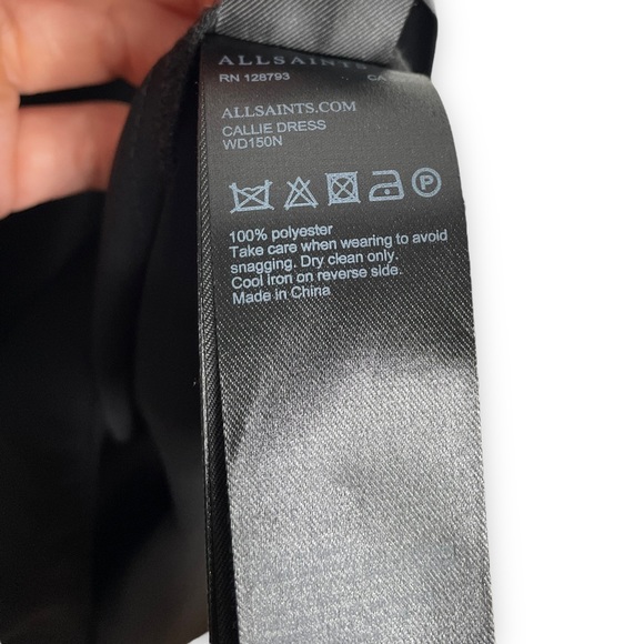Allsaints | NWT Callie Drape Dress in Black XS - Picture 6 of 9